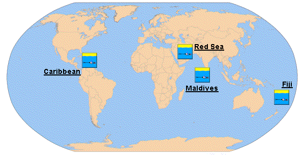 world map showing 4 areas